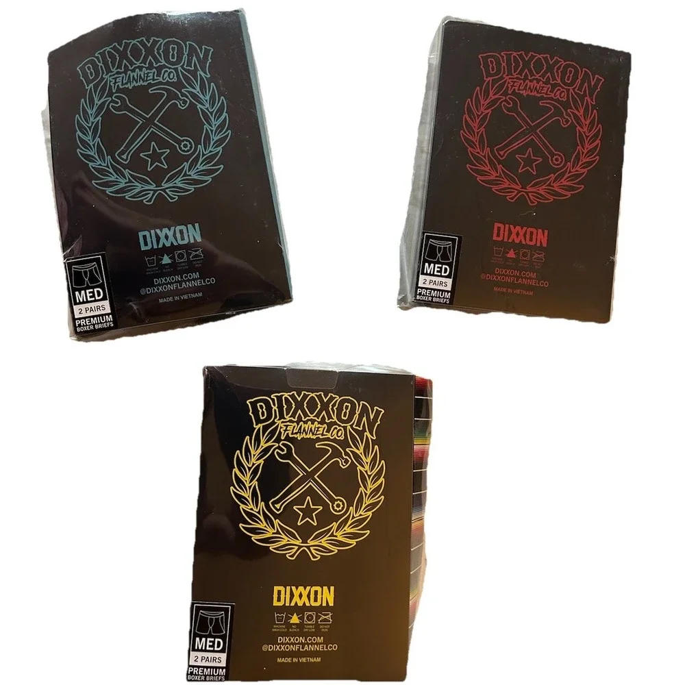 NIB Dixxon Flannel‎ Company  Men's Medium Premium Boxer Briefs 2 Pairs A Box